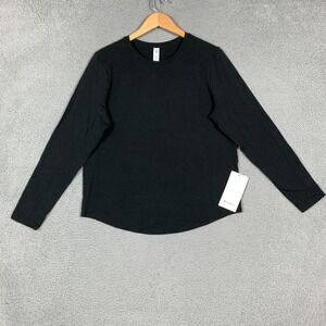 Lululemon Love T-Shirt Womens 12 Black Long Sleeve Pima Cotton Curve Hem NWT $58